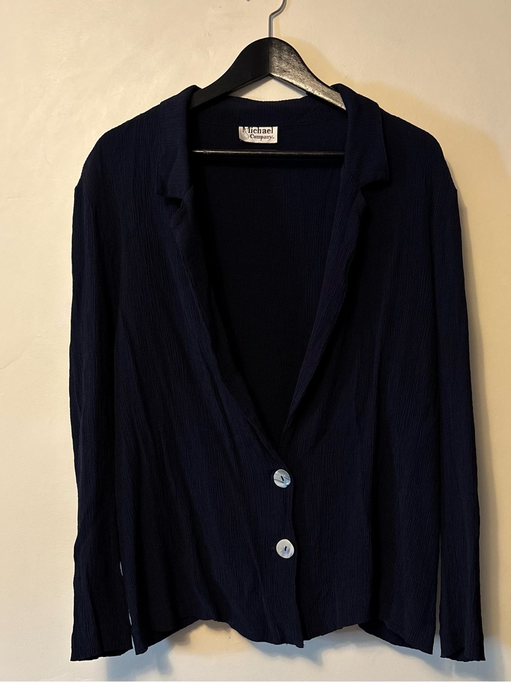 MICHAEL & COMPANY Vintage Navy Blue Crinkle Crepe Jacket